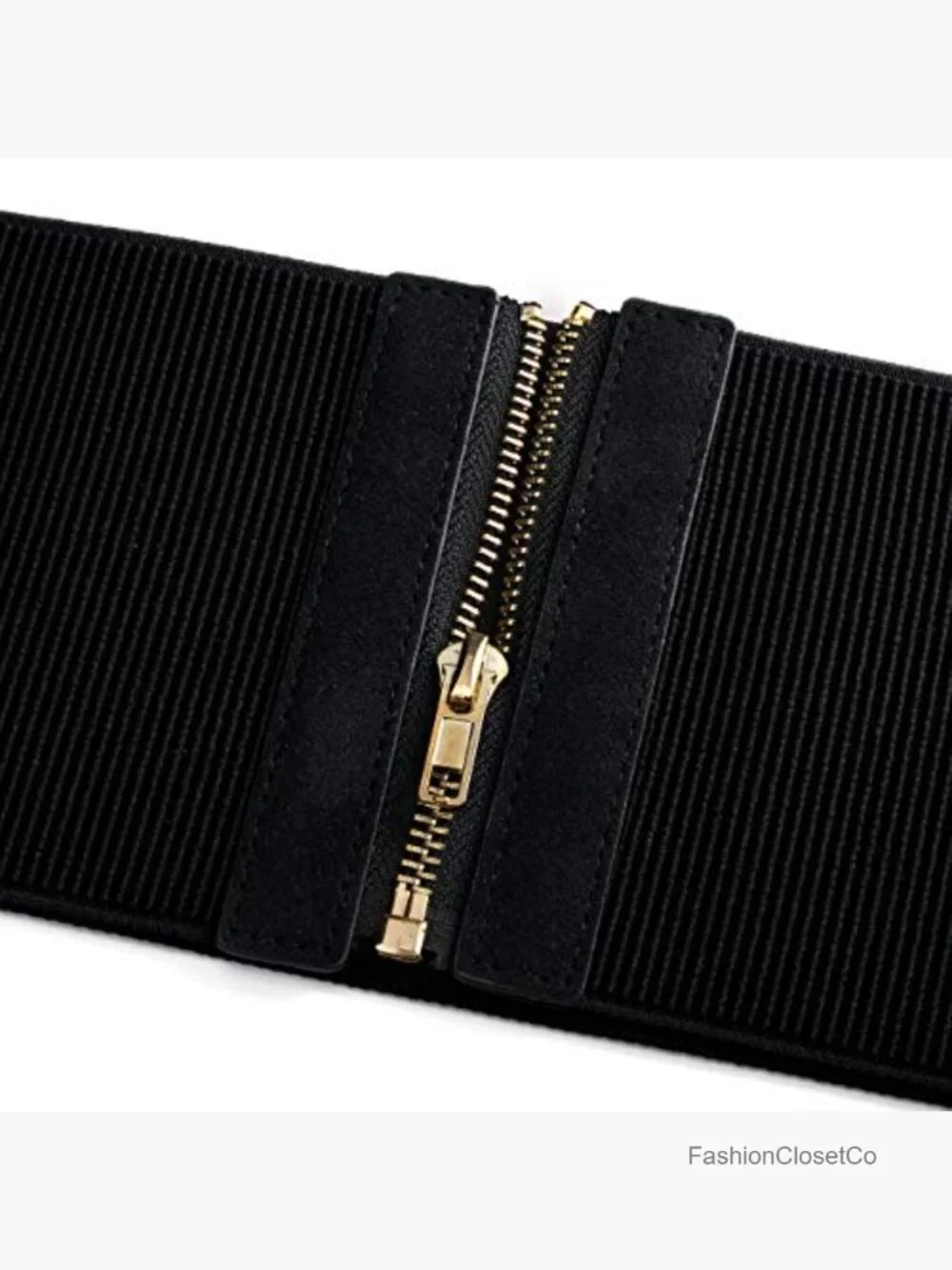 Elastic Cinch Stretch Fashion Waistband Vintage Dress Belt with Zipper